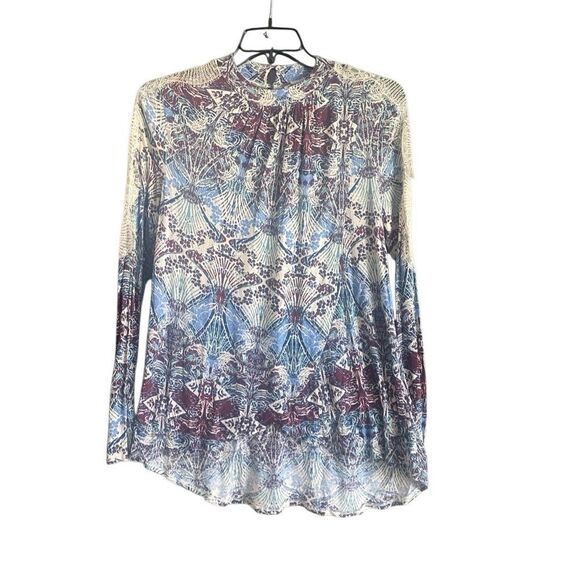 Free People FAB! Nouveau Tulip Front Top Boho Lace Detail in Multi Size Large - Picture 3 of 6
